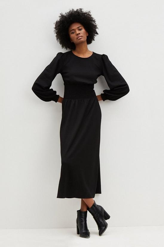 Dorothy Perkins Tall Black Shirred Waist Midi Dress 2