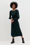 Dorothy Perkins Tall Dark Green Shirred Waist Midi Dress thumbnail 1