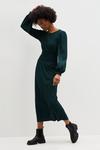 Dorothy Perkins Tall Dark Green Shirred Waist Midi Dress thumbnail 2