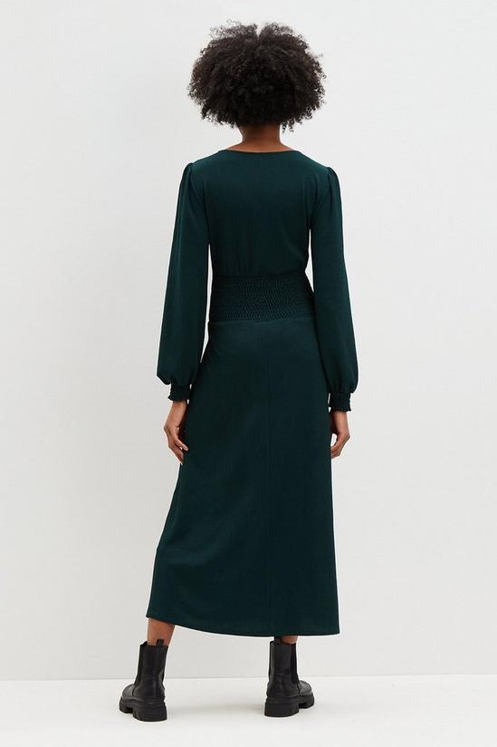 Dorothy Perkins Tall Dark Green Shirred Waist Midi Dress 3