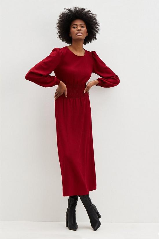Dorothy Perkins Tall Berry Shirred Waist Midi Dress 1