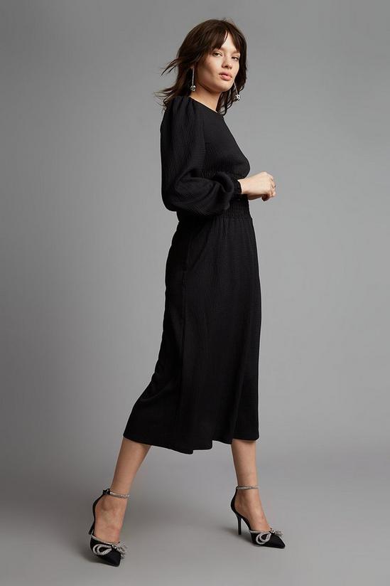 Dorothy Perkins Petite Black Shirred Waist Midi Dress 1