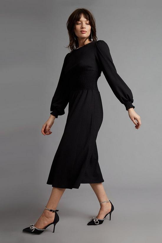 Dorothy Perkins Petite Black Shirred Waist Midi Dress 2