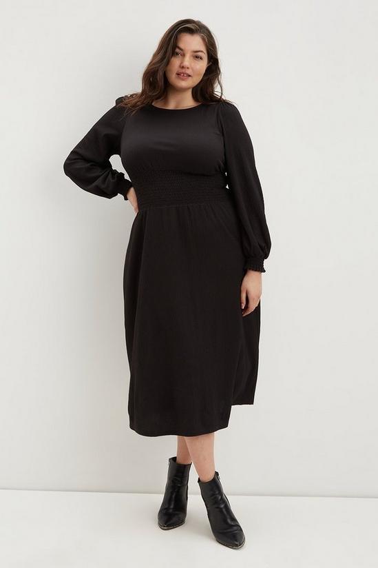 Dorothy Perkins Curve Black Shirred Waist Midi Dress 1
