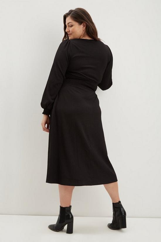 Dorothy Perkins Curve Black Shirred Waist Midi Dress 3
