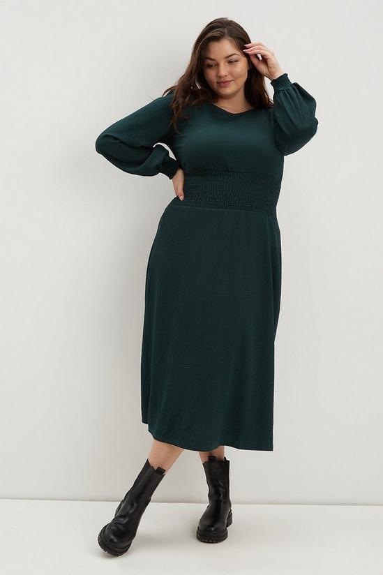 Dorothy Perkins Curve Dark Green Shirred Waist Midi Dress 2