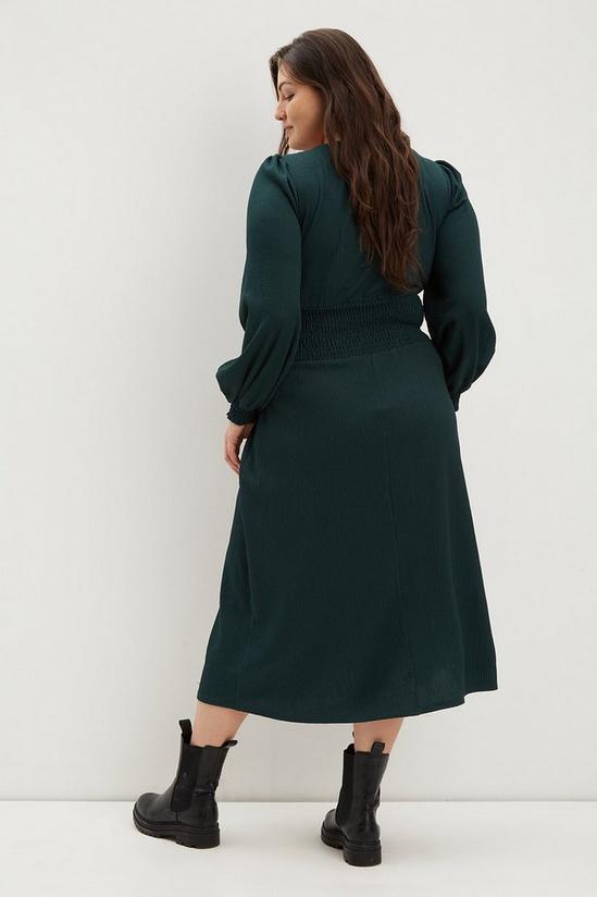 Dorothy Perkins Curve Dark Green Shirred Waist Midi Dress 3