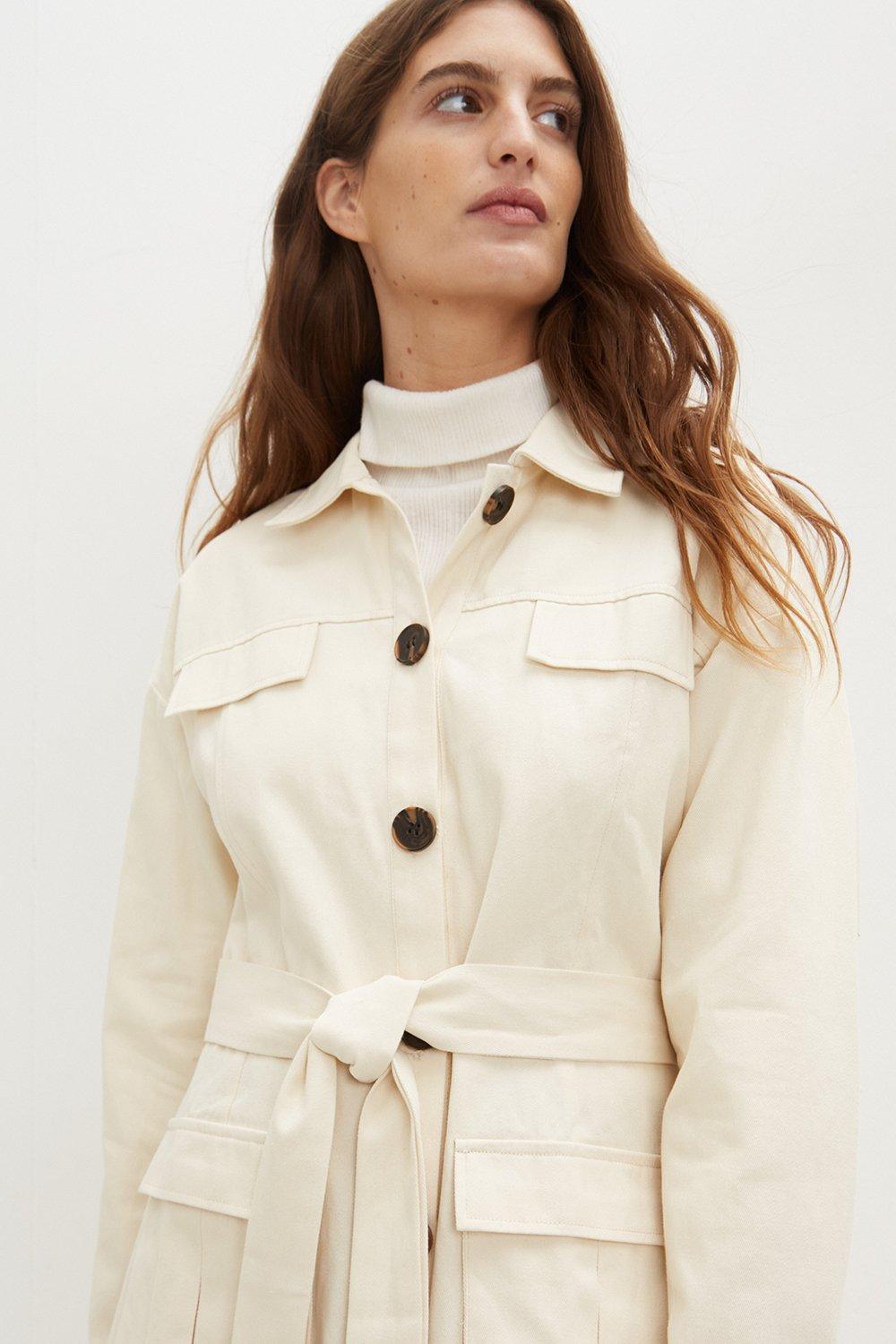 Jackets Coats 4 Pocket Belted Twill Jacket Dorothy Perkins