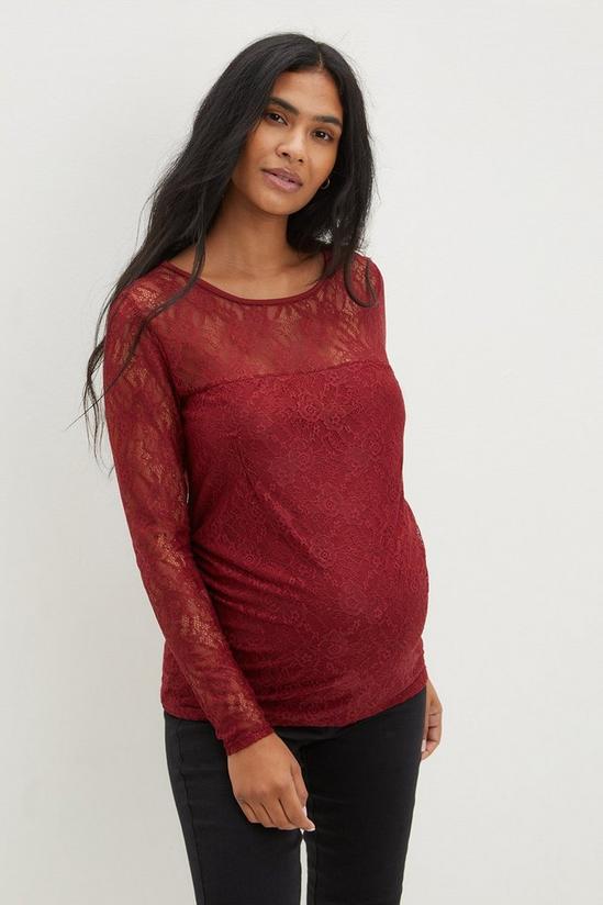 Dorothy Perkins Maternity Berry Lace Long Sleeve Top 1
