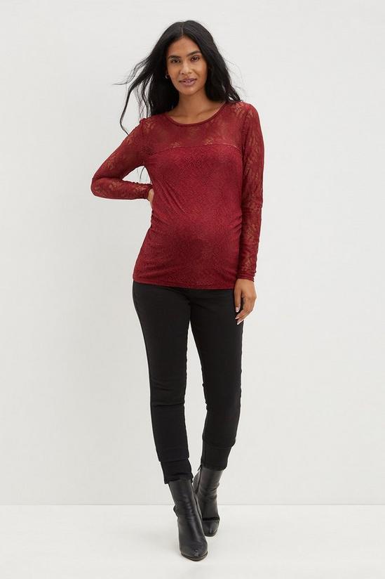 Dorothy Perkins Maternity Berry Lace Long Sleeve Top 2