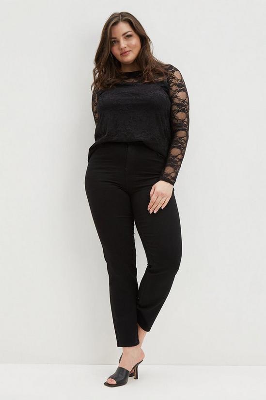 Dorothy Perkins Curve Black Lace Long Sleeve Top 2