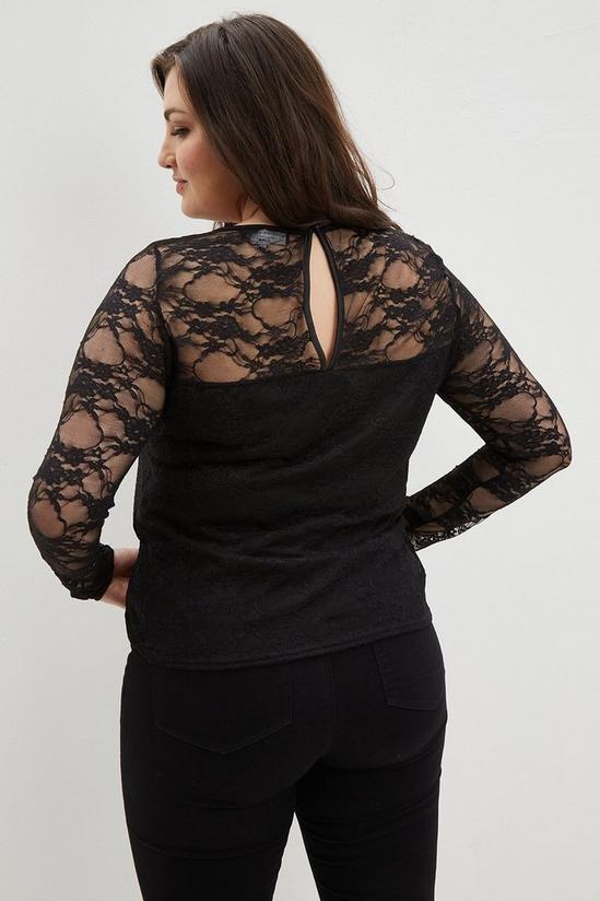 Dorothy Perkins Curve Black Lace Long Sleeve Top 3