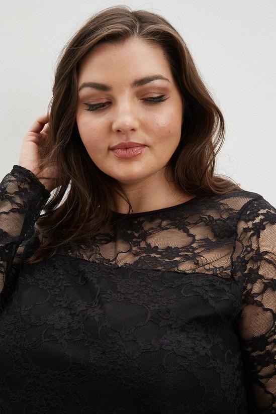 Dorothy Perkins Curve Black Lace Long Sleeve Top 4