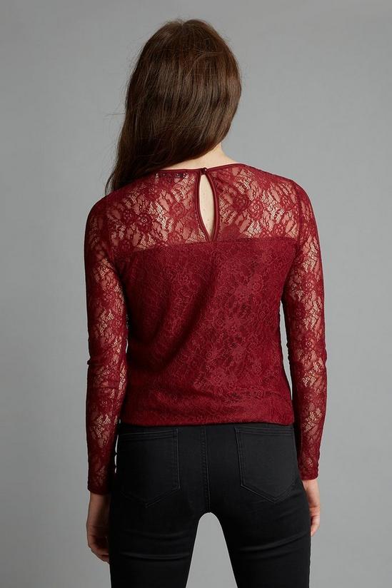Dorothy Perkins Tall Berry Long Sleeve Lace Top 3