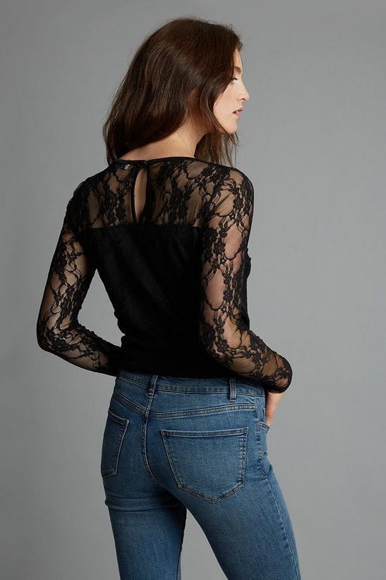 Dorothy Perkins Tall Black Long Sleeve Lace Top 3