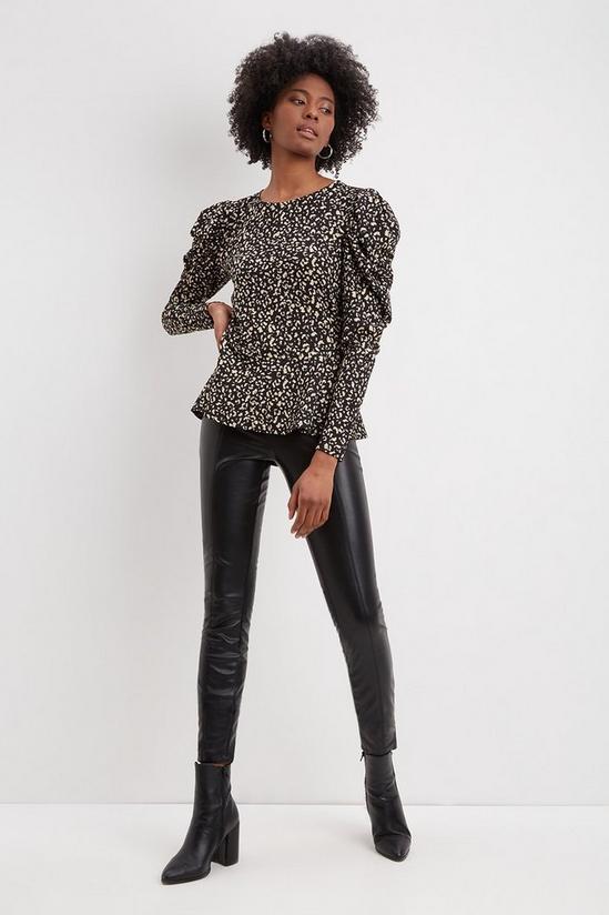 Dorothy Perkins Tall Animal Long Ruched Sleeve Top 2