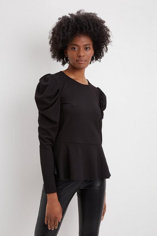 Dorothy Perkins Tall Black Long Ruched Sleeve Top 1