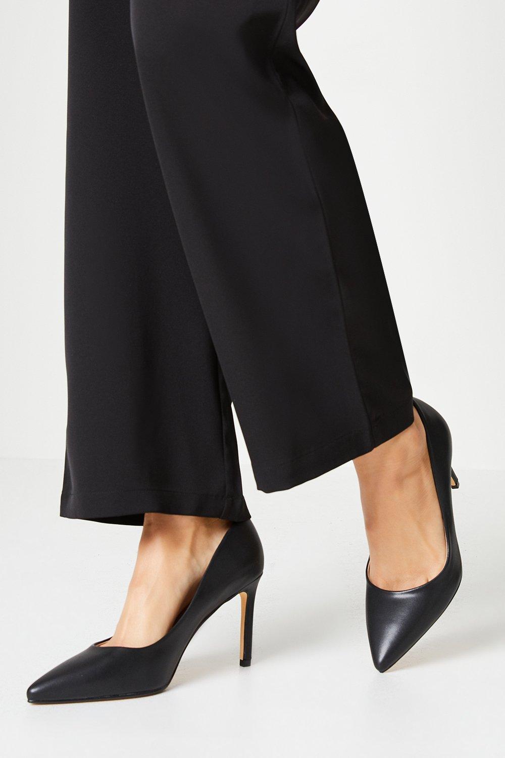 Wide fit black court on sale heels