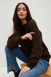 Dorothy Perkins Petite Brown Chunky Crew Neck Knitted Jumper thumbnail 1
