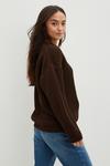 Dorothy Perkins Petite Brown Chunky Crew Neck Knitted Jumper thumbnail 3