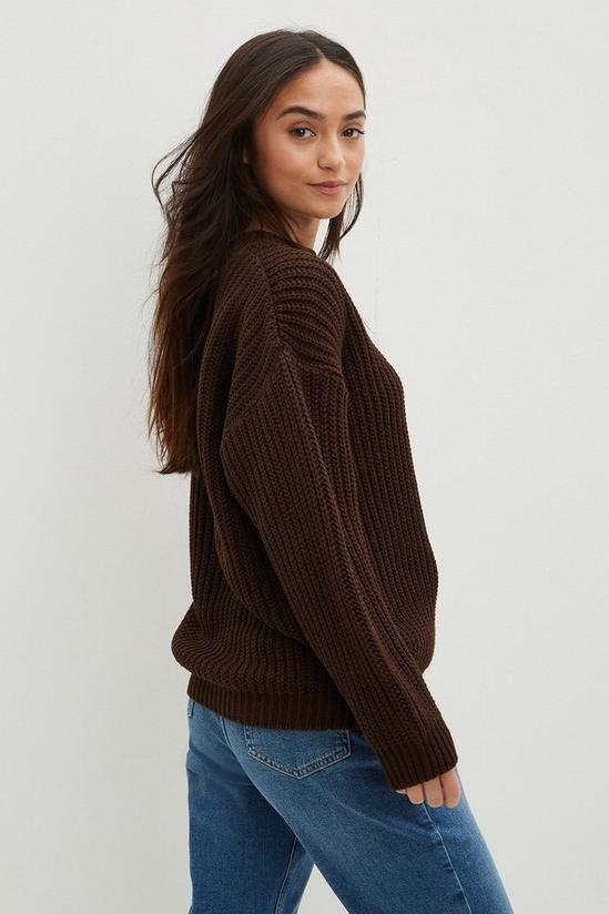 Dorothy Perkins Petite Brown Chunky Crew Neck Knitted Jumper 3