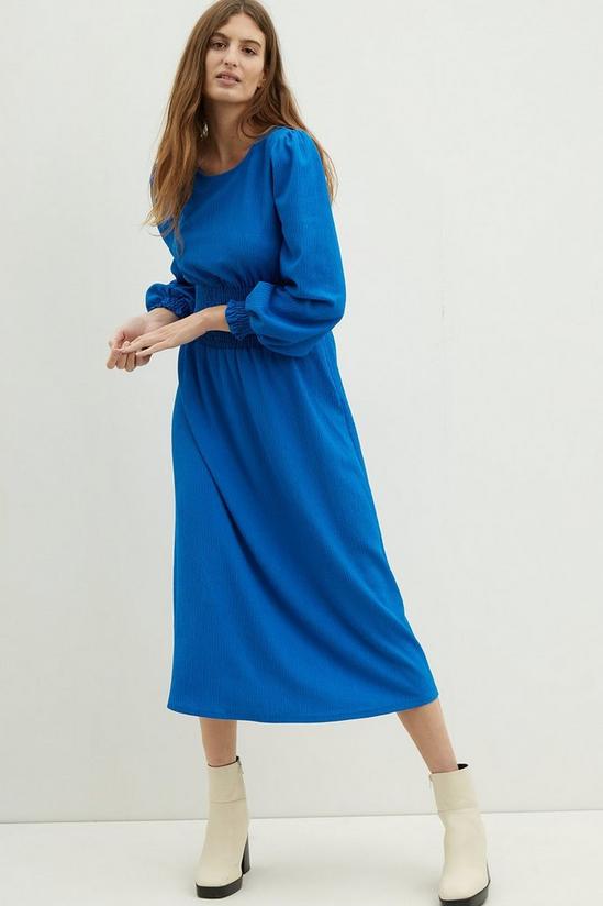 Dorothy Perkins Cobalt Textured Shirred Waist Midi Dress 1