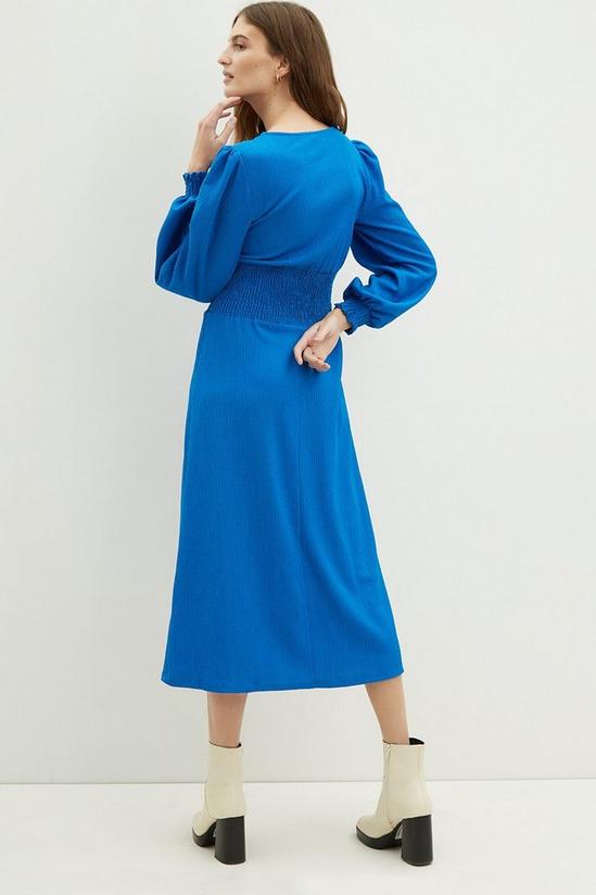 Dorothy Perkins Cobalt Textured Shirred Waist Midi Dress 3