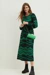 Dorothy Perkins Green Spot Textured Shirred Waist Midi Dress thumbnail 1