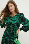 Dorothy Perkins Green Spot Textured Shirred Waist Midi Dress thumbnail 2