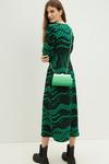 Dorothy Perkins Green Spot Textured Shirred Waist Midi Dress thumbnail 3