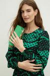 Dorothy Perkins Green Spot Textured Shirred Waist Midi Dress thumbnail 4