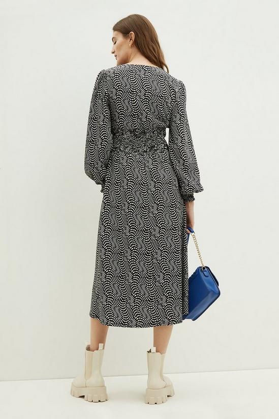 Dorothy Perkins Mono Geo  Textured Shirred Waist Midi Dress 3