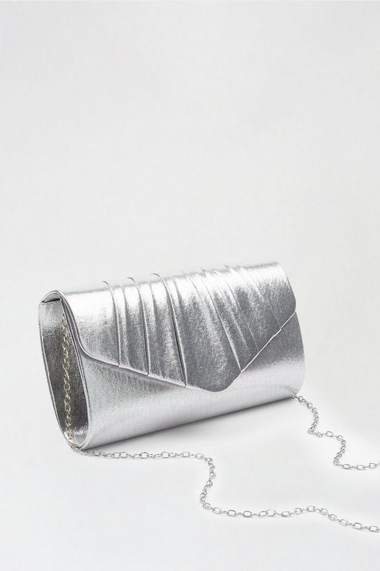 Dorothy Perkins Metalic Silver Pleated Envelope Clutch Bag 3