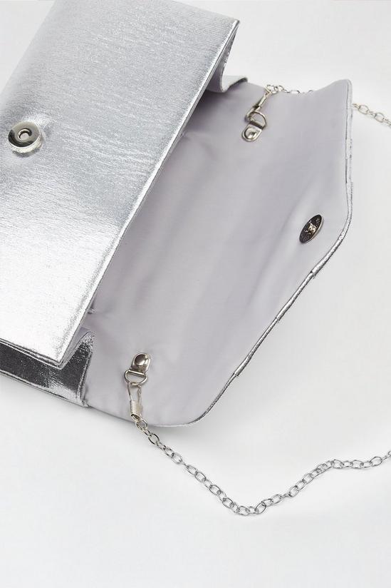 Dorothy Perkins Metalic Silver Pleated Envelope Clutch Bag 4