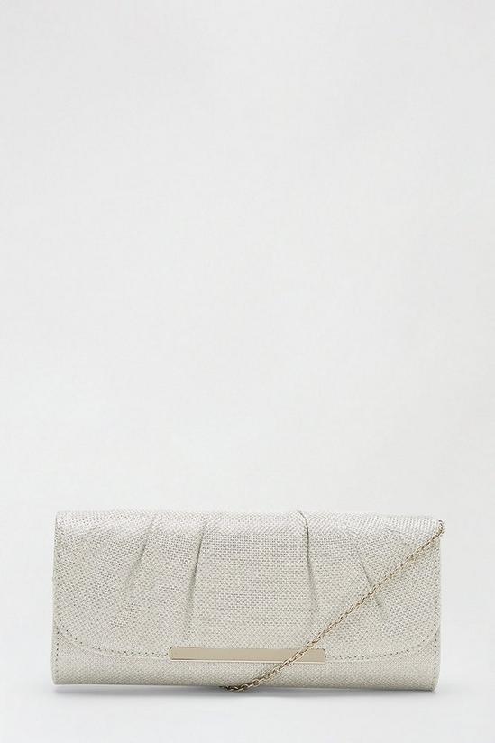 Dorothy Perkins Silver Textured Pleated Metal Bar Clutch Bag 2