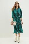 Dorothy Perkins Green Leopard Tie Waist Midi Shirt Dress thumbnail 2