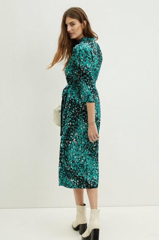 Dorothy Perkins Green Leopard Tie Waist Midi Shirt Dress 3