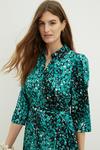 Dorothy Perkins Green Leopard Tie Waist Midi Shirt Dress thumbnail 4