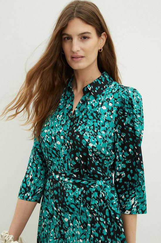 Dorothy Perkins Green Leopard Tie Waist Midi Shirt Dress 4