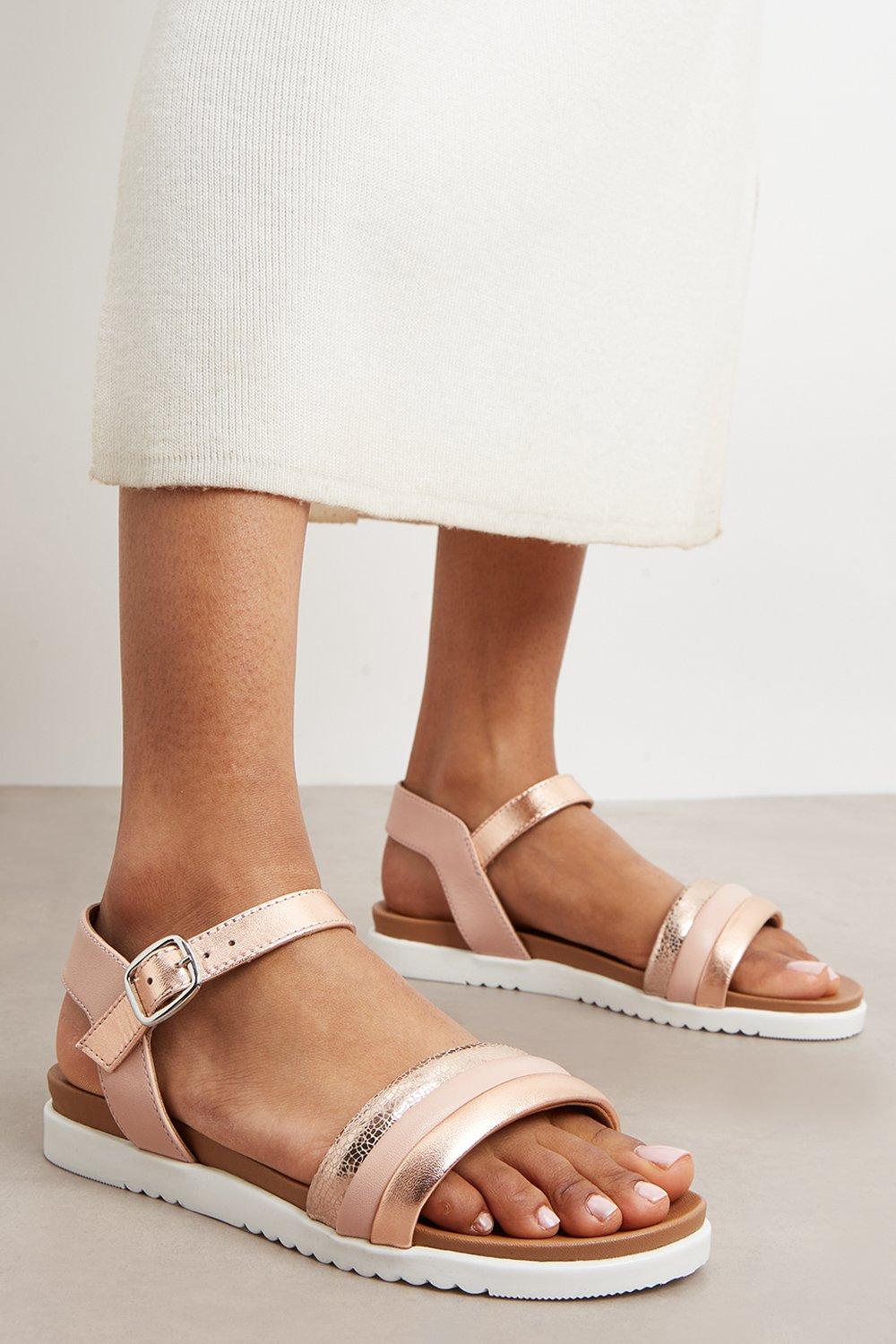 Women’s Good For The Sole: Tina Leather Extra Wide Fit Flat Sandal - blush - 3