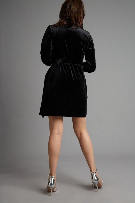 Dorothy Perkins Tall Black Velvet Belted Mini Dress 3