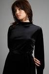 Dorothy Perkins Tall Black Velvet Belted Mini Dress thumbnail 4