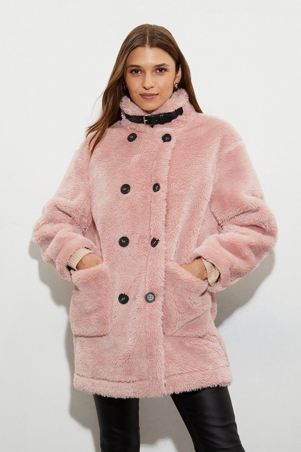 Dorothy perkins on sale pink teddy coat