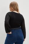 Dorothy Perkins Curve Black Top with Woven Spot Textured Sleeve thumbnail 3