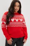 Dorothy Perkins Curve Knitted Red Christmas Fair Isle Jumper thumbnail 1
