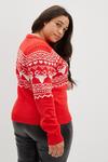 Dorothy Perkins Curve Knitted Red Christmas Fair Isle Jumper thumbnail 3