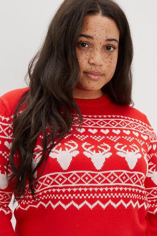 Dorothy Perkins Curve Knitted Red Christmas Fair Isle Jumper 4