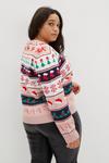 Dorothy Perkins Curve Knitted Pink Christmas Jumper thumbnail 3