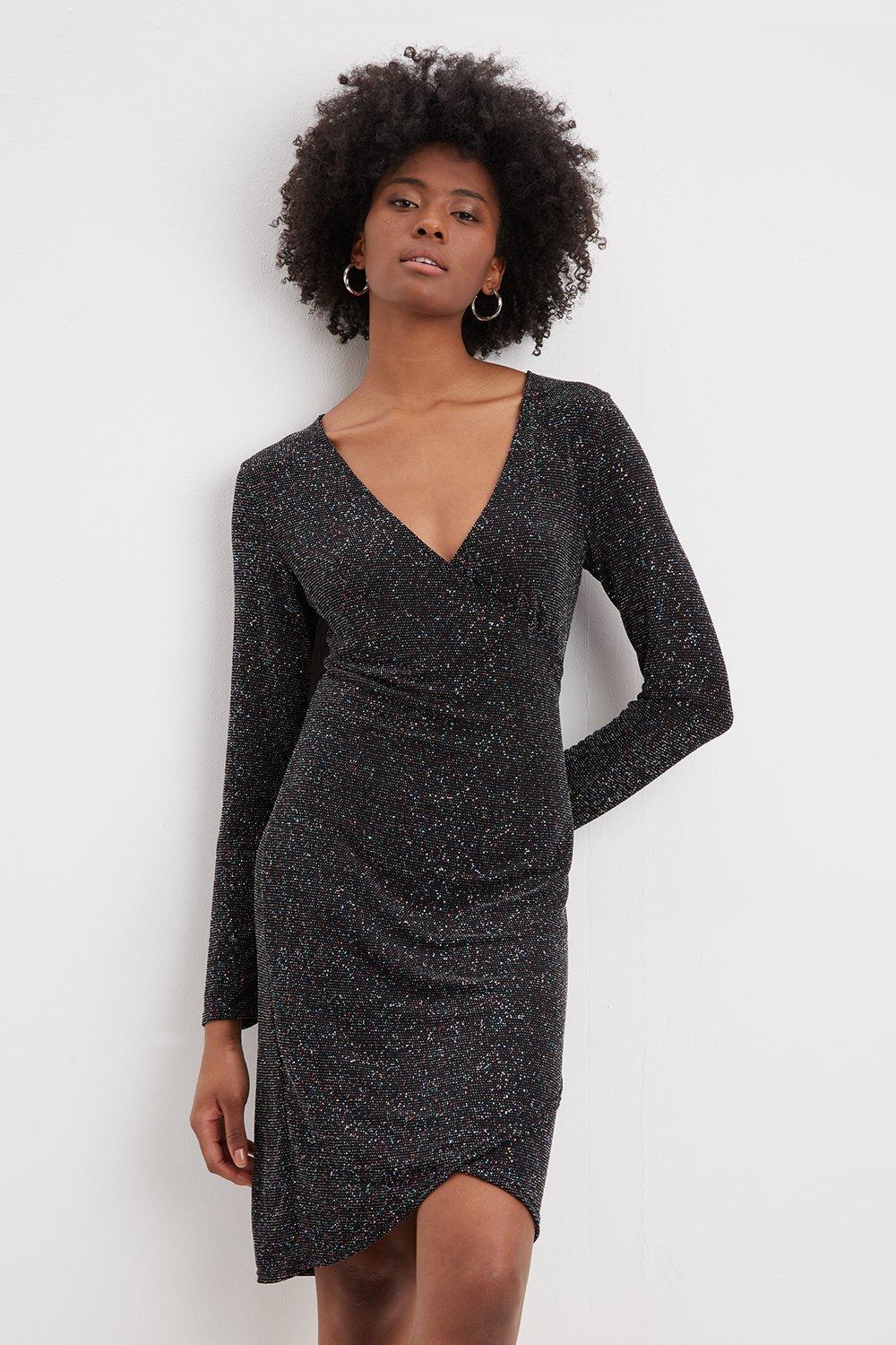 Lipsy glitter shop wrap maxi dress