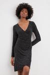 Dorothy Perkins Tall Black Glitter Side Wrap Mini Dress thumbnail 1